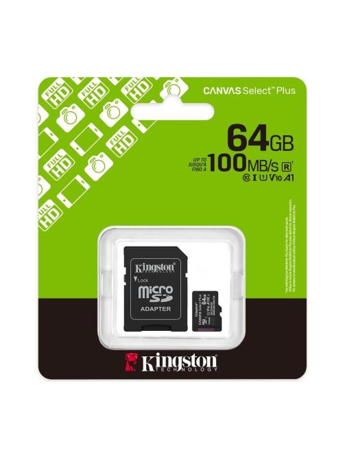 KINGSTON 64GB CANVAS SELECT PLUS SDCS3/64GB GEN3 MICRO SDXC UHS-I 100MB/S (SDCS3/64GB) Hafıza Kartı